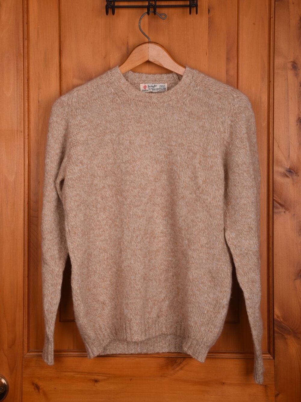 Vintage 1960s Pringle of Scotland Wool Sweater Size 40 Tan Crewneck Archie Brown